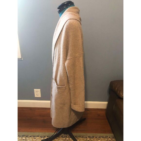 J. Crew Tan Double Breasted Button Long Cardigan, size M - Picture 3 of 6